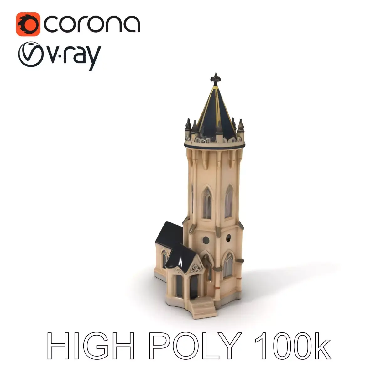 Gothic Tower Model Pack with Detailed Architecture Low-poly 3D model