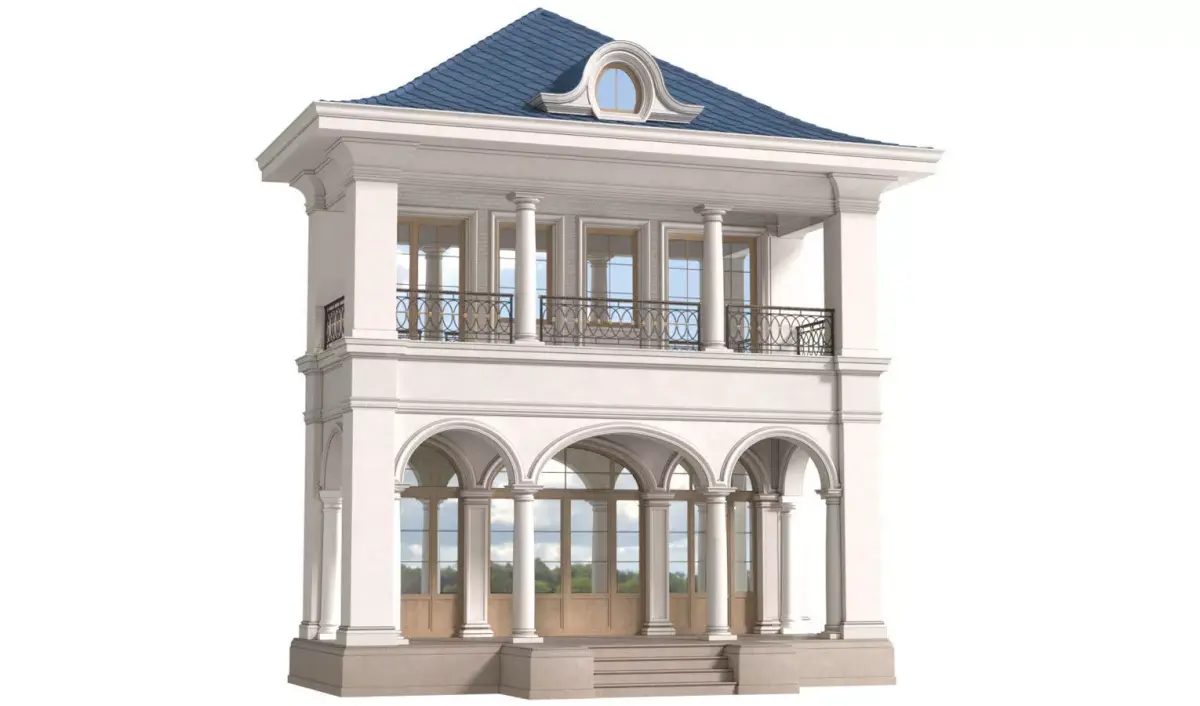 Facade of a private house Arched Entrance  Classic Porch Main 3D model