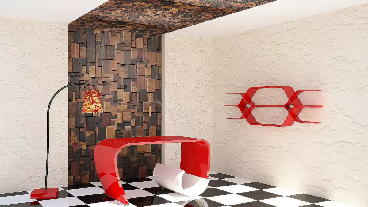 Furniture room with checkered floor Free low-poly 3D model