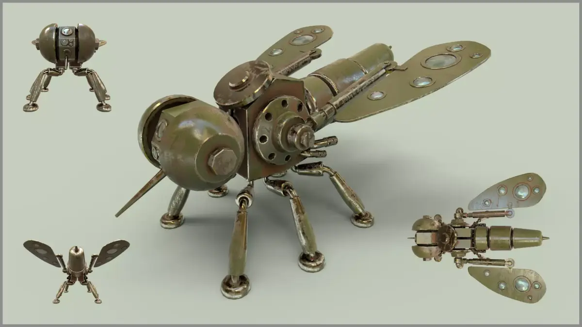 Stylized Robot Mosquito Low-poly 3D model