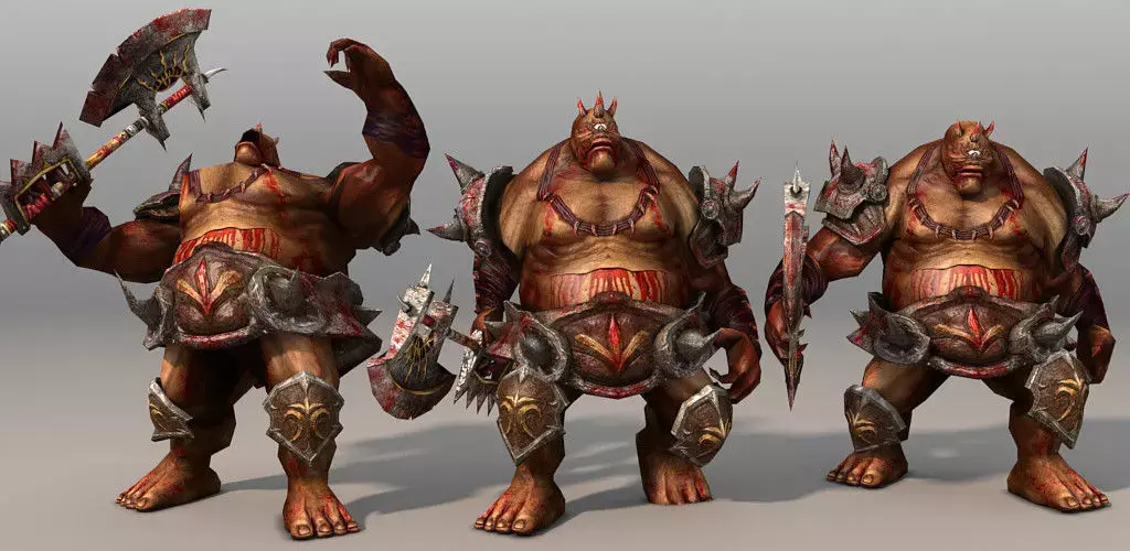 Cyclops group of monsters with weapons Low-poly 3D model