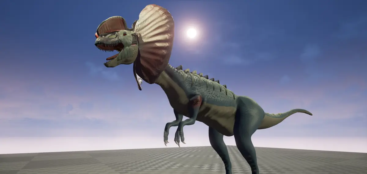 Dilophosaurus 3D model Maya 2016 Zbrush Low-poly 3D model