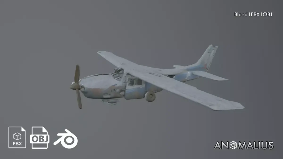 destroyed airplane prop 3D model