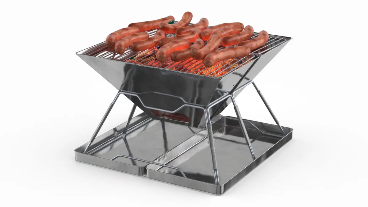 Portable BBQ Grill with Food 3D model