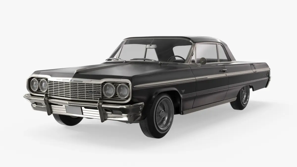 Two-Door Coupe Chevrolet Impala 1964 Lowrider Black Rigged 3D model