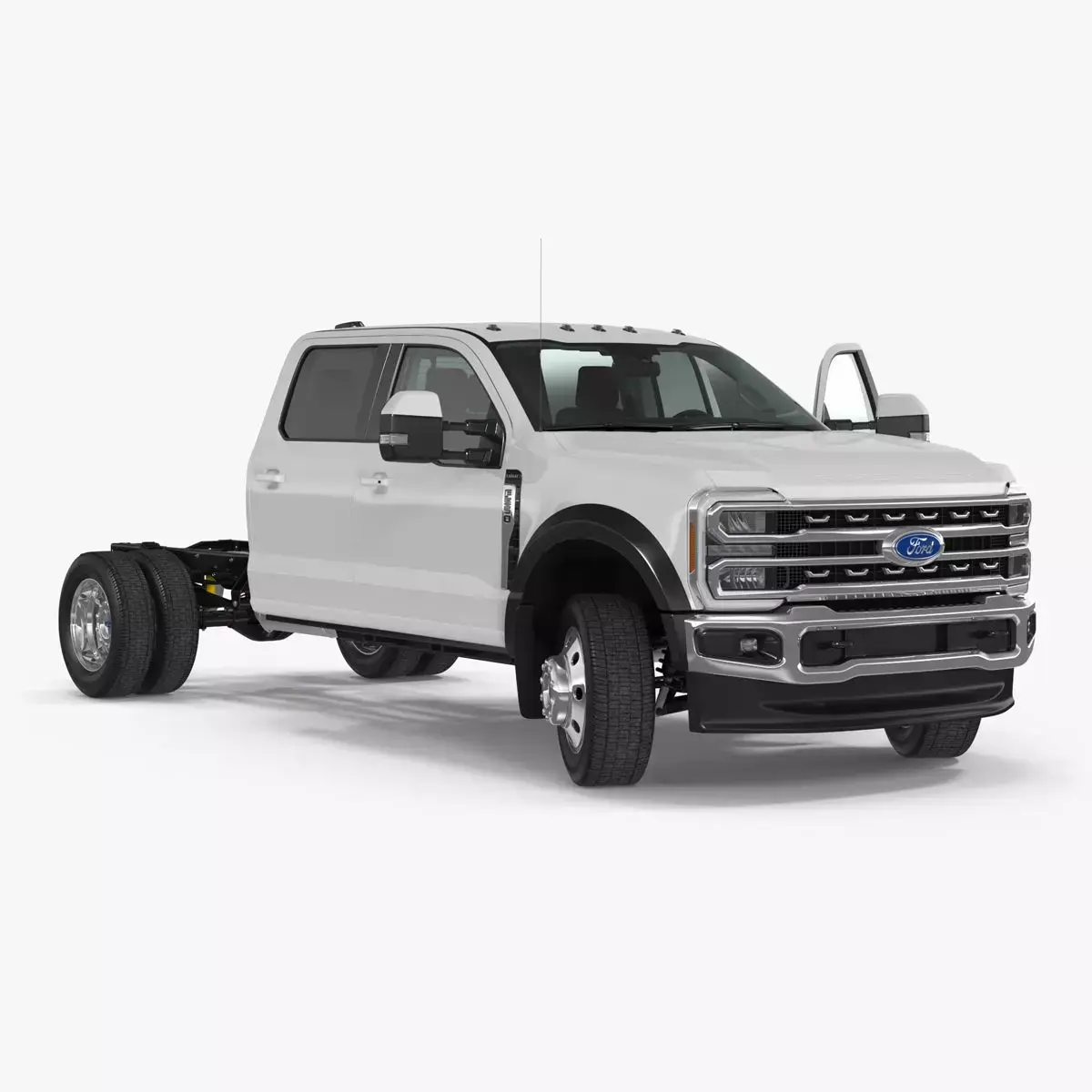 Ford Super Duty F-550 2023 Bare Chassis White Rigged 3D model