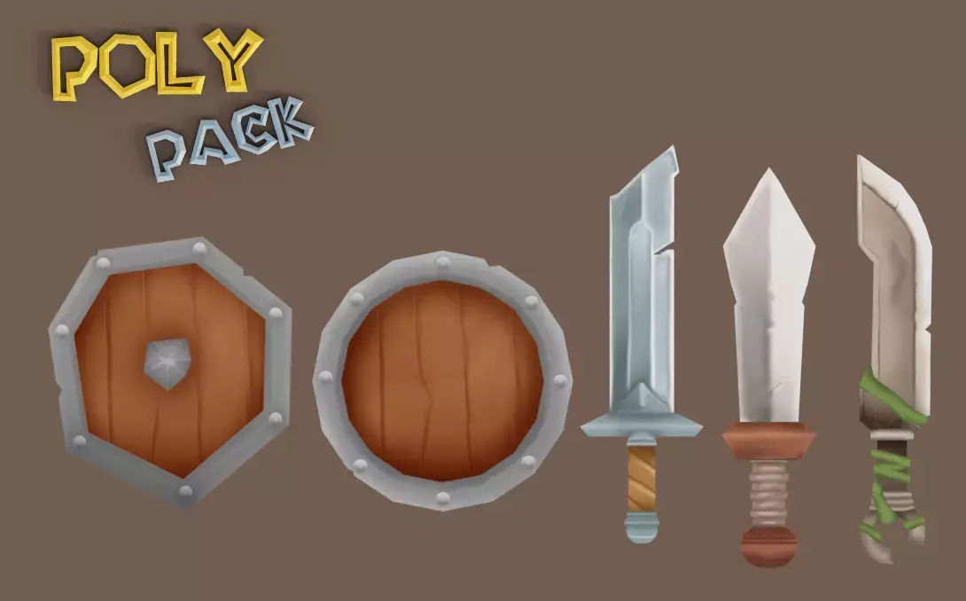 LowPoly RPG Weapons Pack Low-poly 3D model purchase