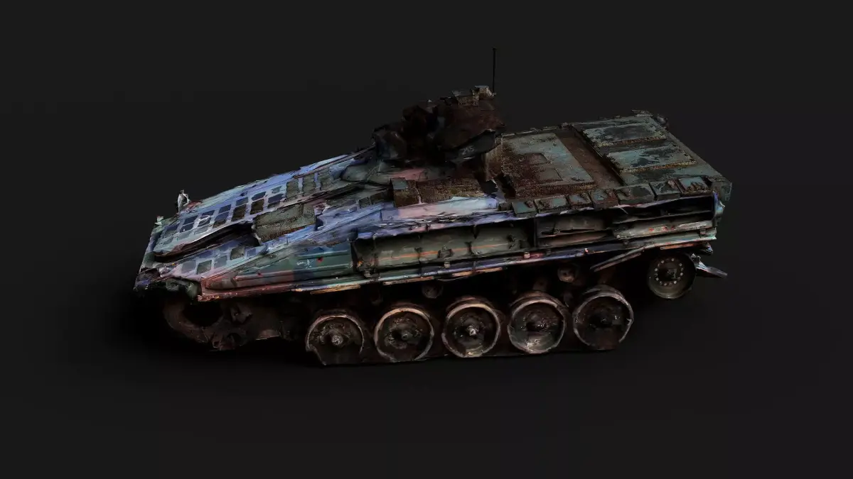 war destroyed Marder vehicle wreck PBR photogrammetry Low-poly 3D model