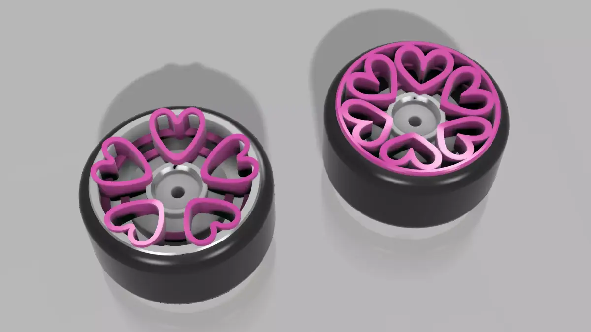 Custom HEART WHEELS in HW scale 3D print model