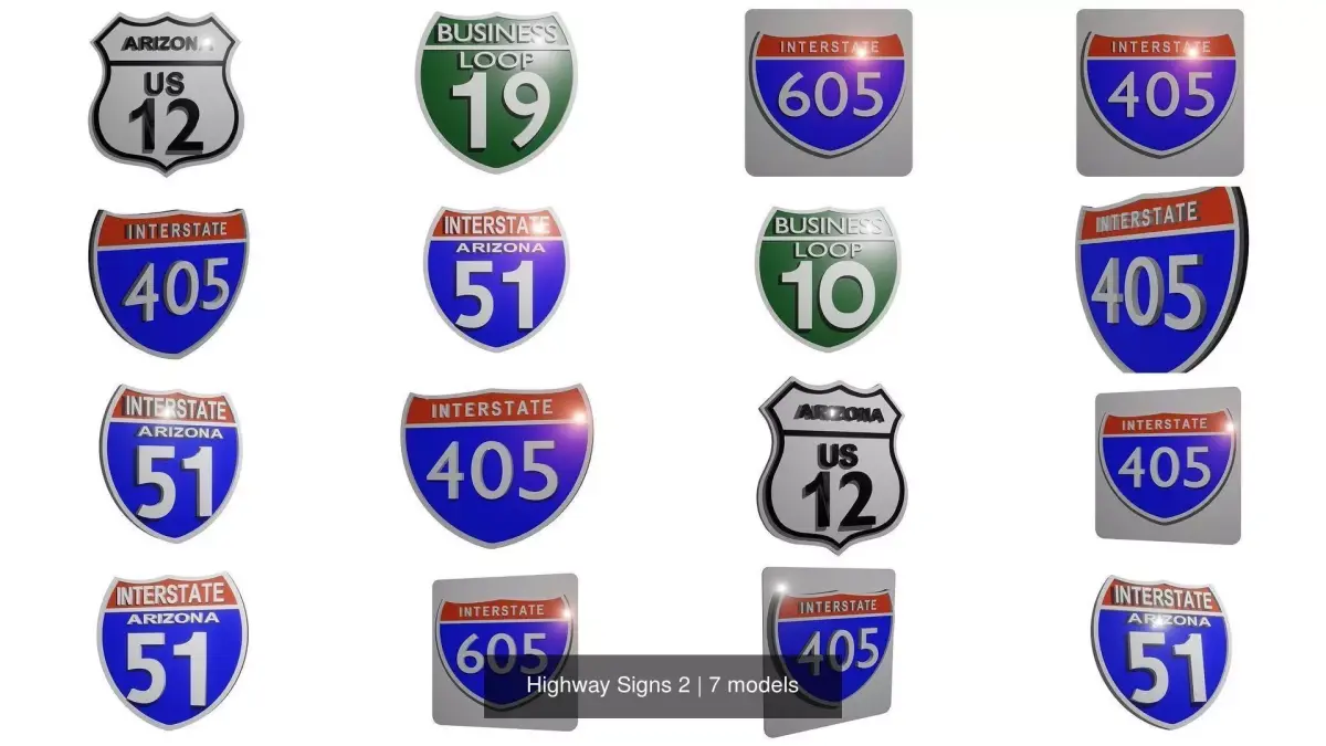 Highway Signs 2 3D Model Pack