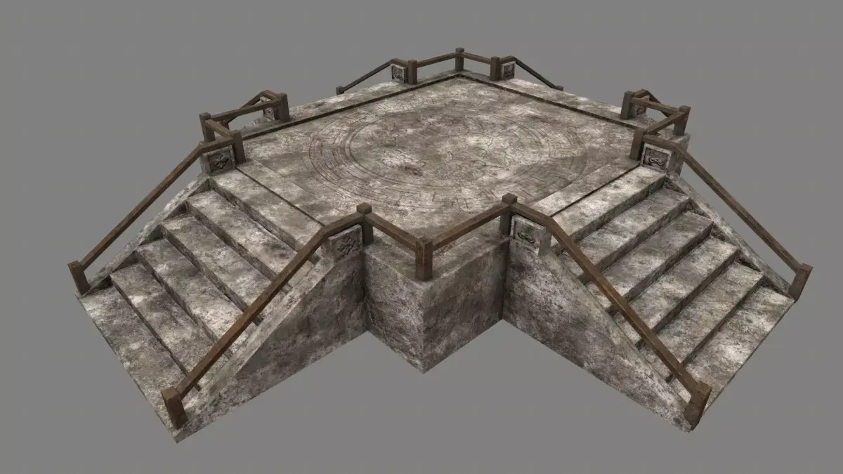Stairs stone staircase with metal railings Low-poly 3D model buy