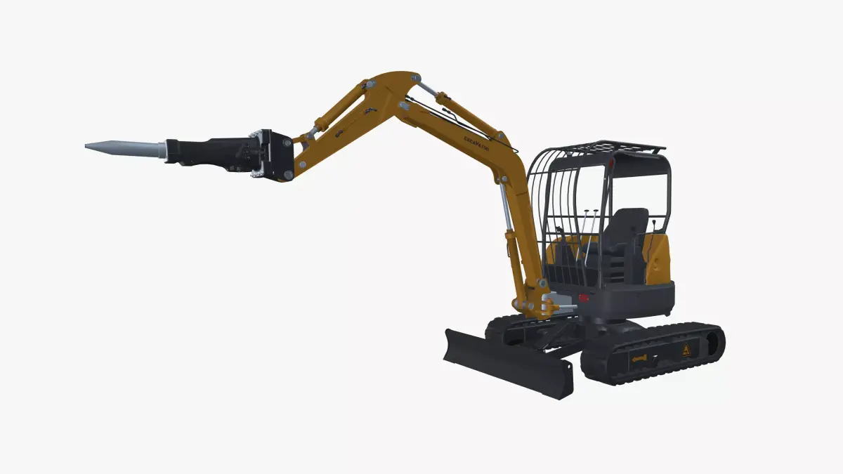 Excavator Driller Low-poly 3D model