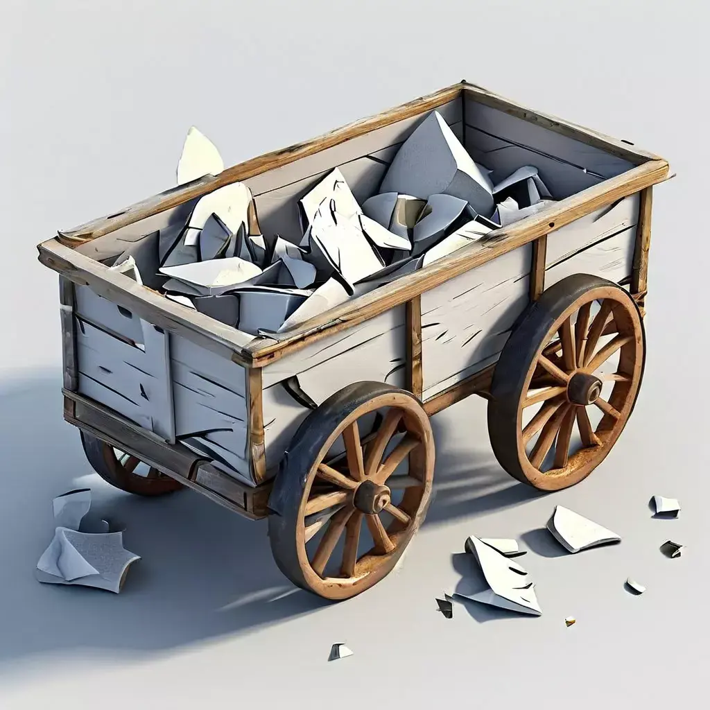 Low Poly Wooden Cart with Debris Low-poly 3D model