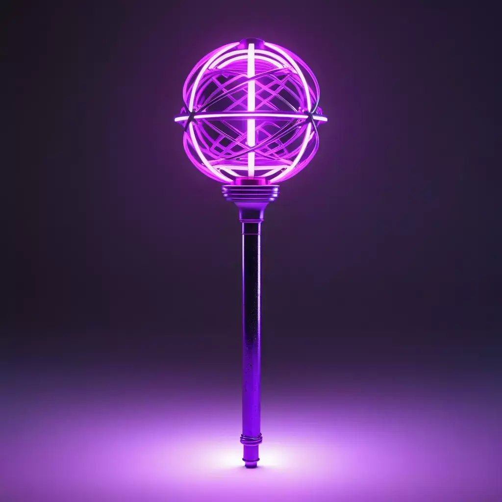 Neon Staff with Purple Energy Orb 3D model