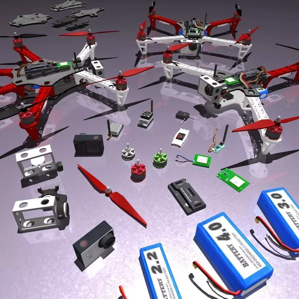 Multicopters  Pack Low-poly 3D model