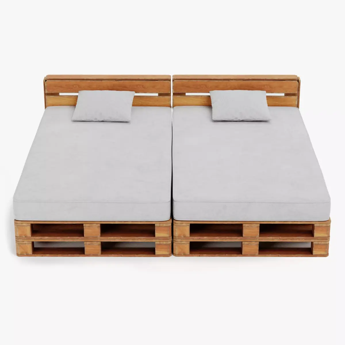 Pallet Bed - Wooden Bedstead with Mattress Furniture Set 3D model
