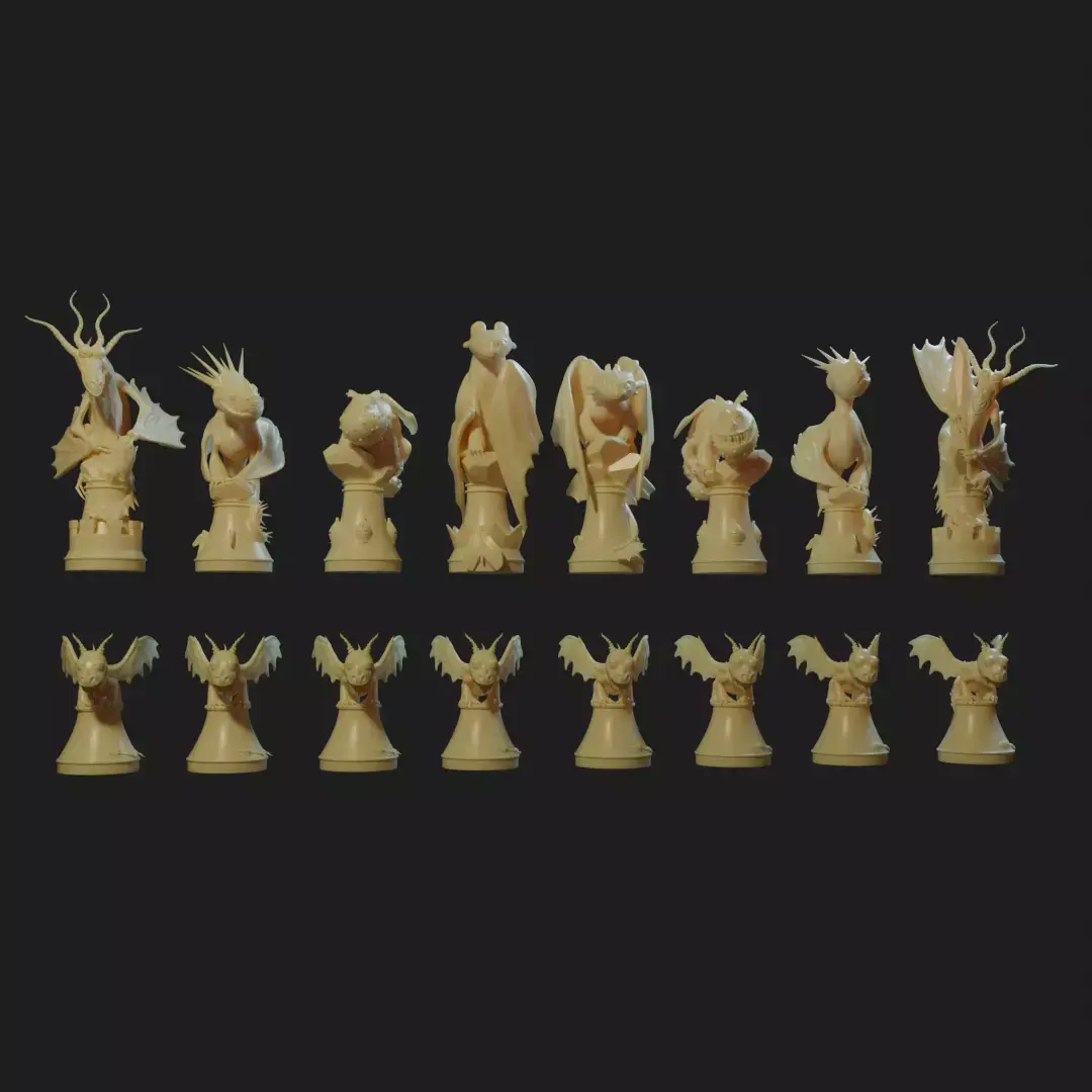 Chess set inspired by the films How to train your dragon 3D print model