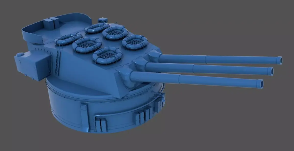 381mm WW2 Italian turret n3 - Commercial license - 1-200 scale 3D print model