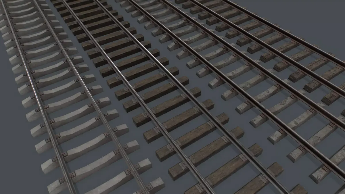 Railway Track PBR Low-poly 3D model