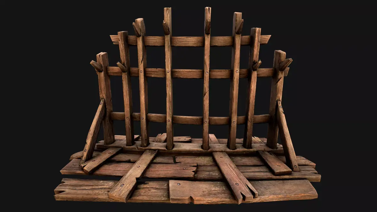 Medieval Wooden Crossbow Weapon Rack Armory Low-poly 3D model