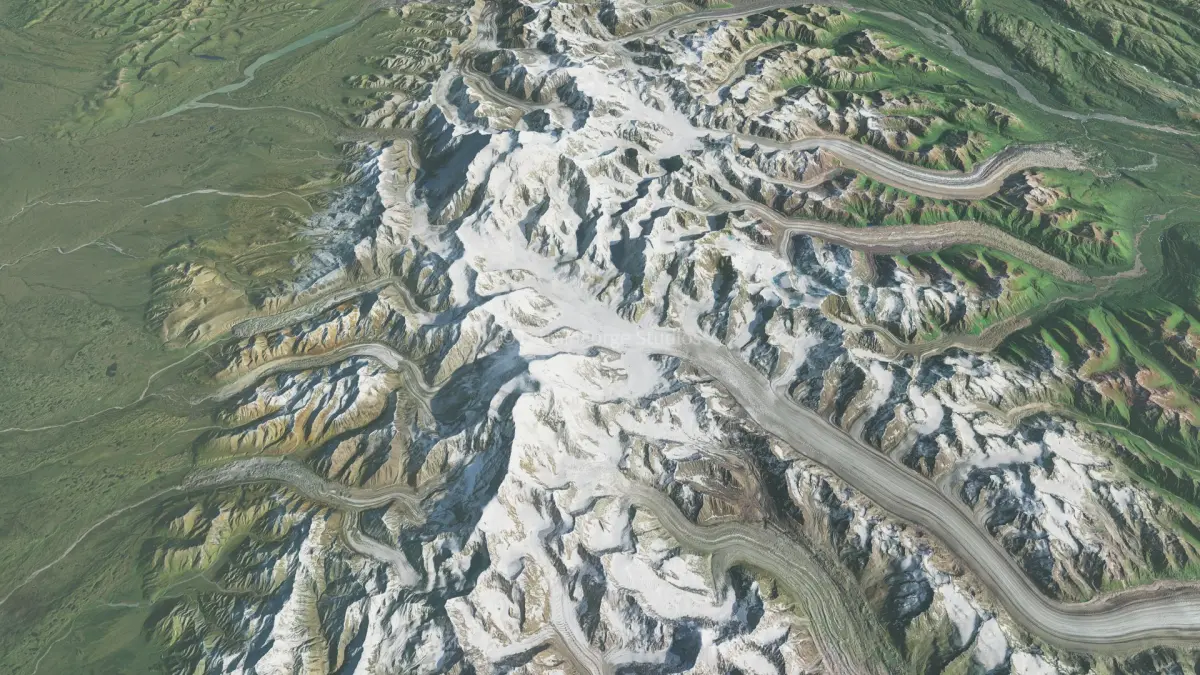 Vast Alaskan Landscape - 200x200km Real-World Terrain Denali 3D model