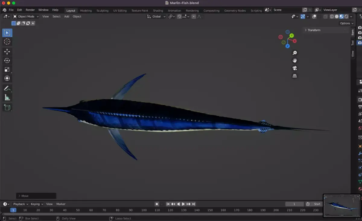 Marlin Fish Low-poly 3D model