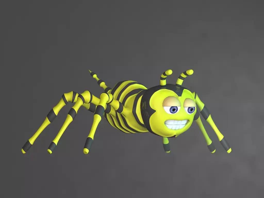 haxara cartoon bee with stripes 3D model