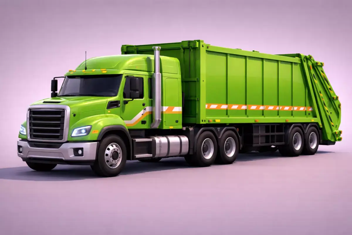 Low Poly Garbage Semi Truck Vehicle PBR Texture Low-poly 3D model