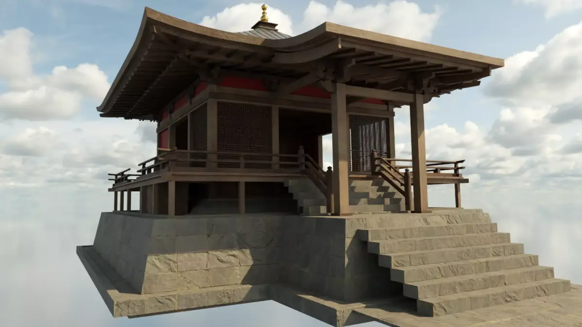 oriental house Low-poly 3D model