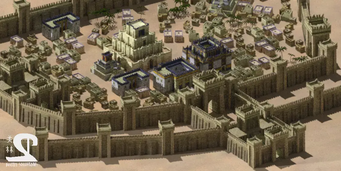 Babylonian buildings and monuments Low-poly 3D model