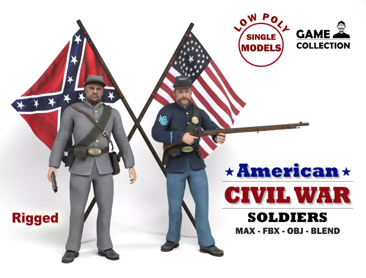American Civil War - Soldiers Low-poly 3D model