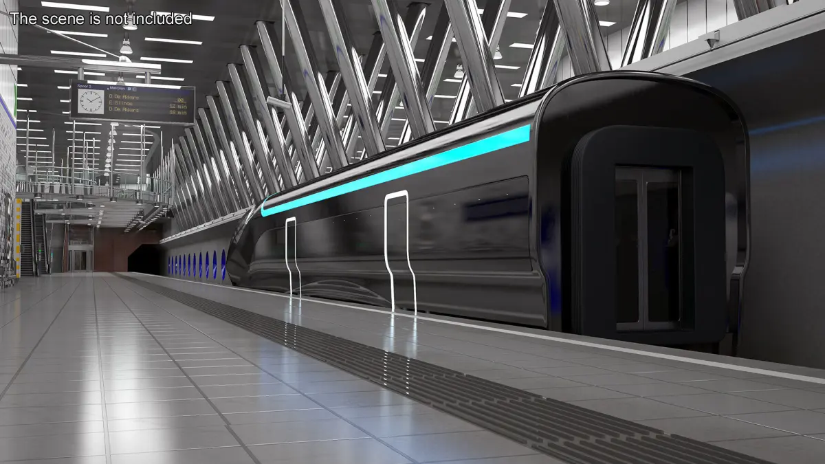 Futuristic Train Locomotive Black 3D model