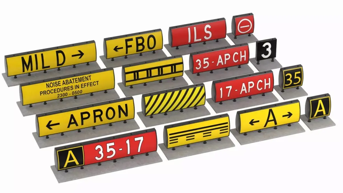 Airport Guidance Signs Pack Low-poly 3D model