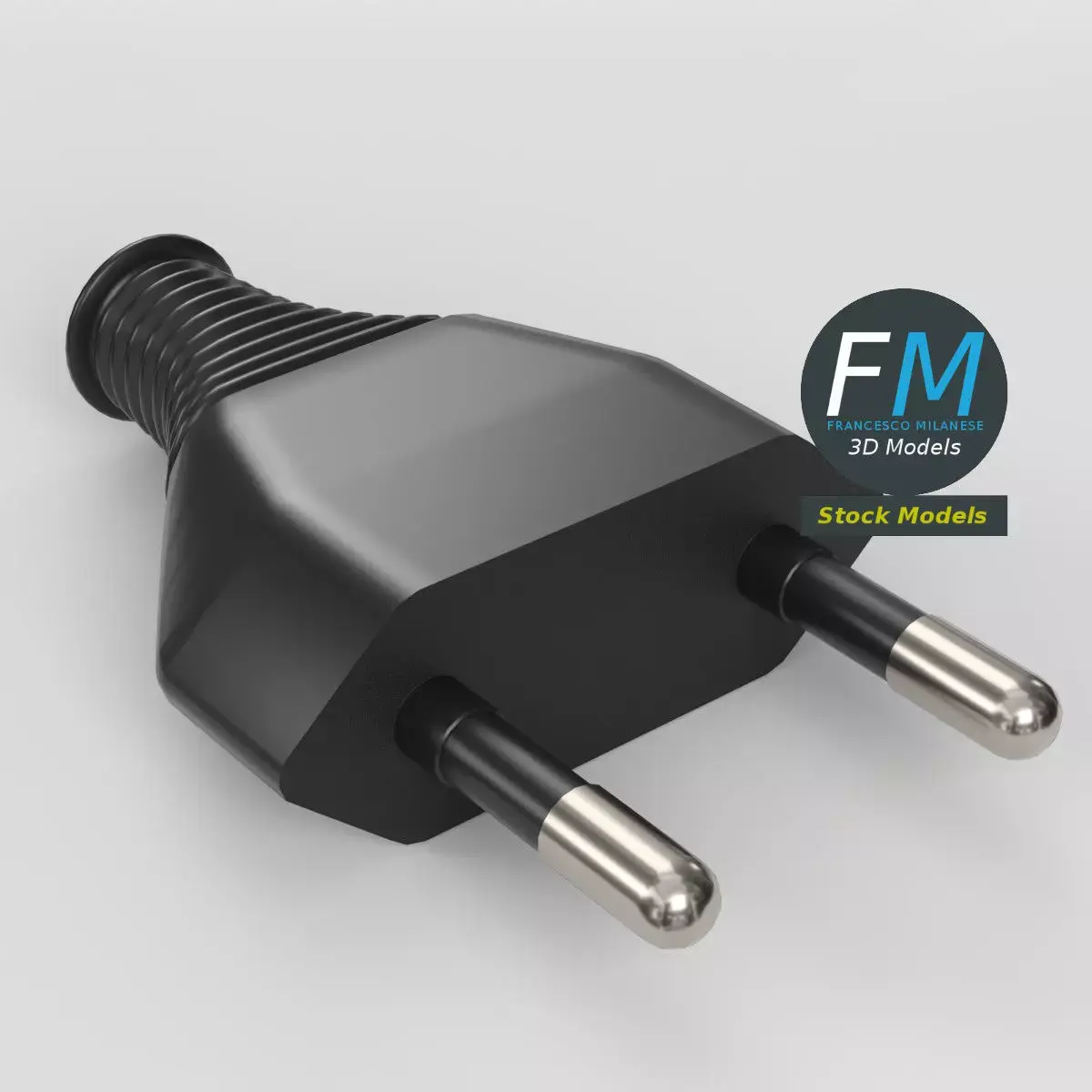 2-Pin AC Type C European Power Plug 3D model