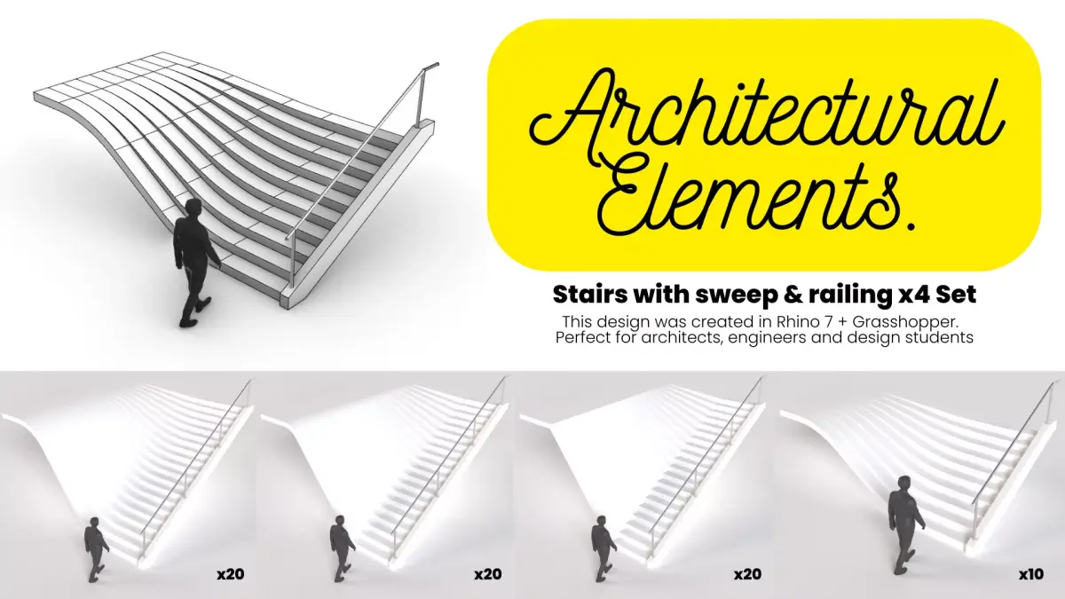 Stairs with Sweep Architectural Set X4 3D model