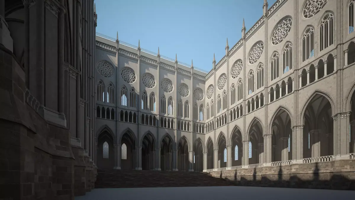 Courtyard of a Gothic Temple 3D model