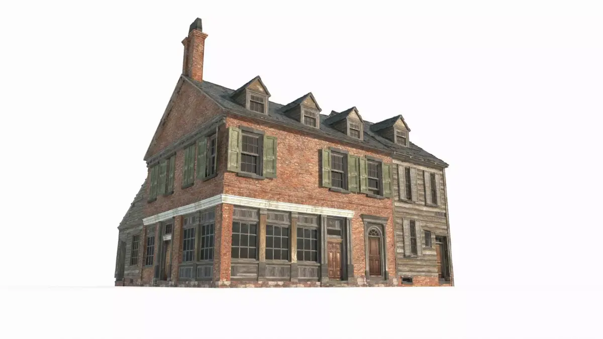 Town brick houses around the 18th century 3D model