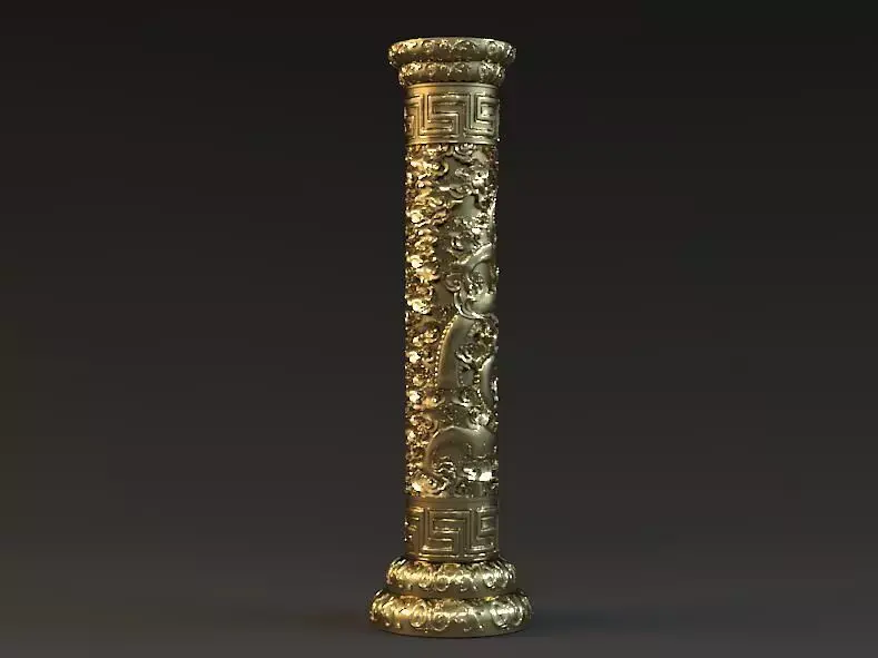 Dragon Pillar Panlong ancient stone pillar stone carving 3D model