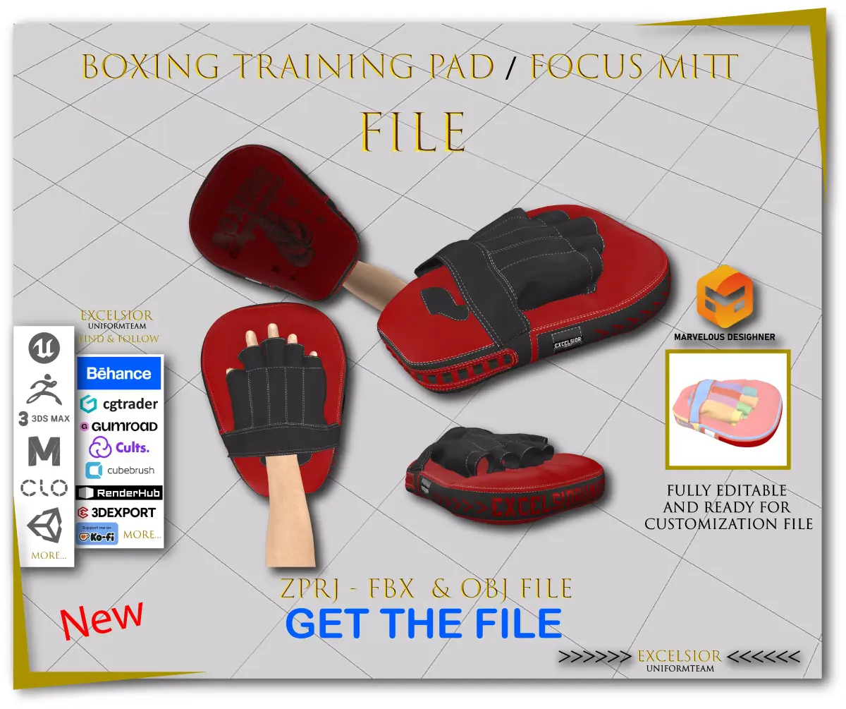 Boxing Training Pad  Focus Mitt  Premium 3D Model ZPRJ    Low-poly 3D model