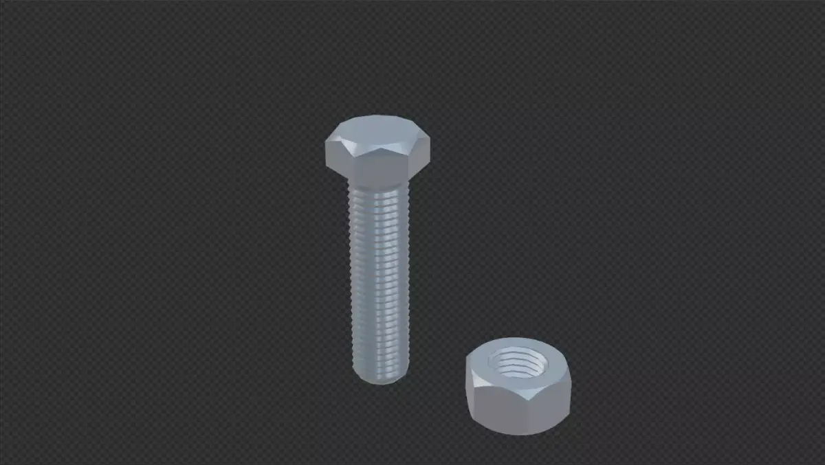 M12 bolt and nut Low-poly 3D model