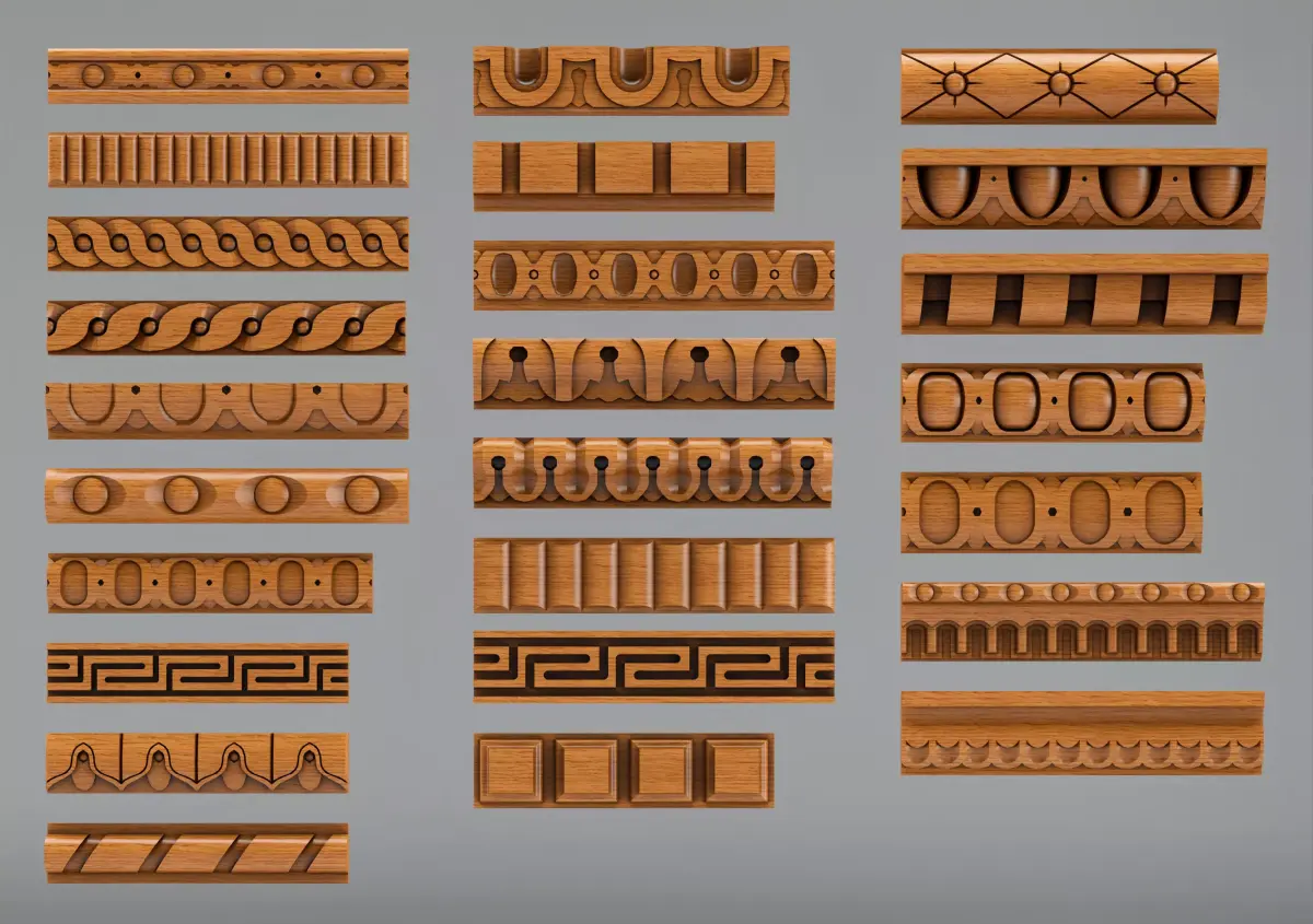 Decorative molding 18-28mm width set Free 3D model