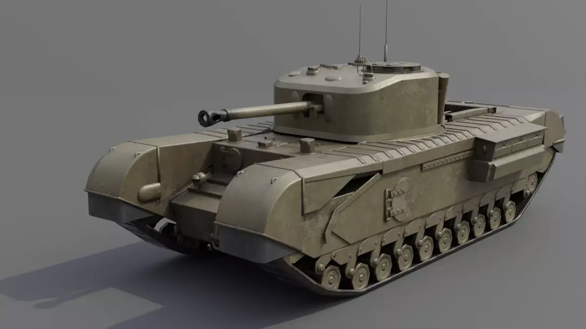 Churchill MK VII Infantry Support Heavy Tank Low-poly 3D model