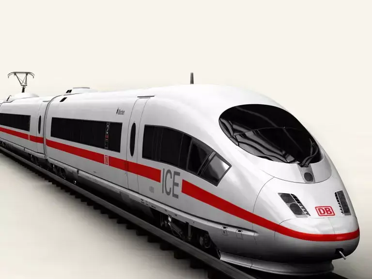ICE 3 high speed train on tracks 3D model