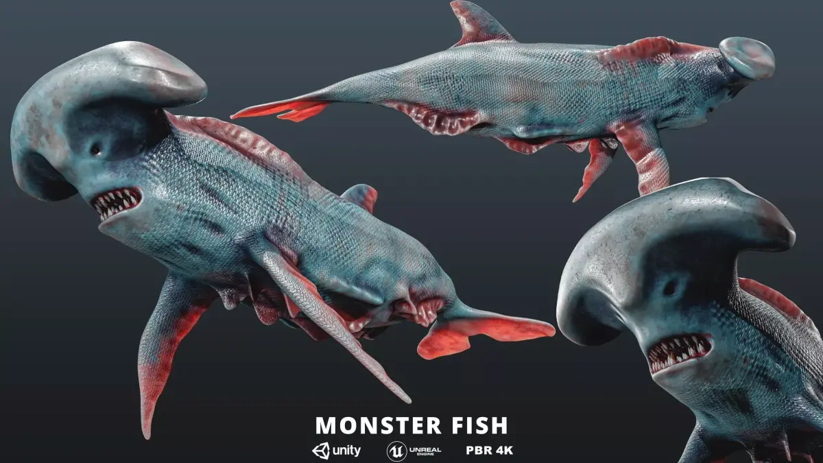 Monster fish Low-poly 3D model purchase