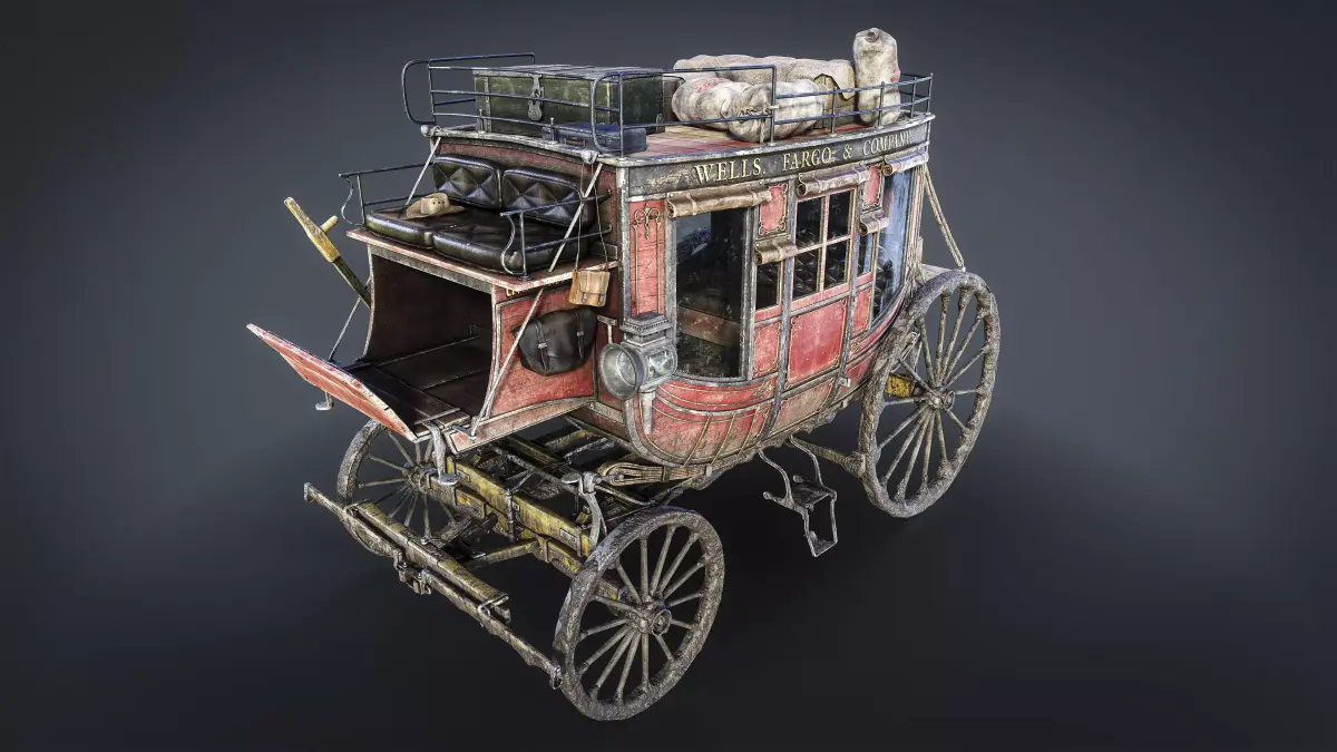 Stagecoach - Gameready - UE 5 - CGI Low-poly 3D model