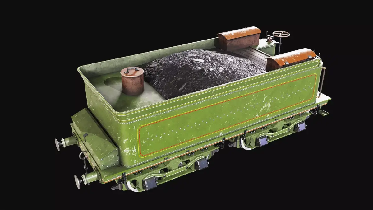 The coal carriage of a 19th century  Low-poly 3D model Low-poly 3D model