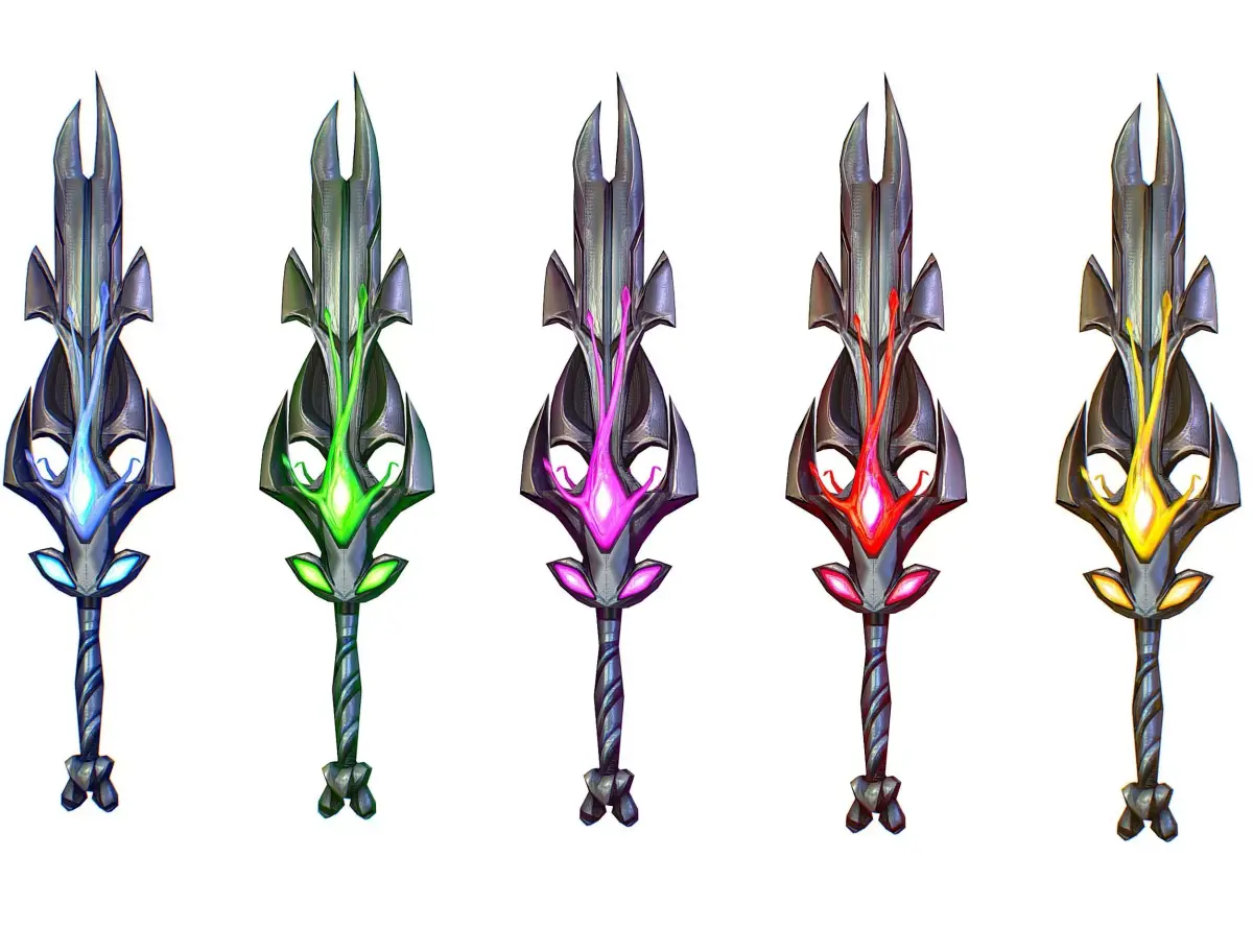a set of cutting weapons Low-poly 3D model 3