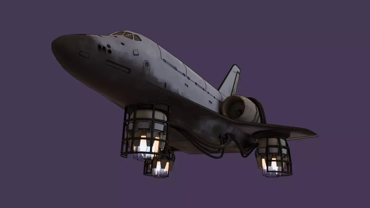Shuttle DiselPunk Low-poly 3D model