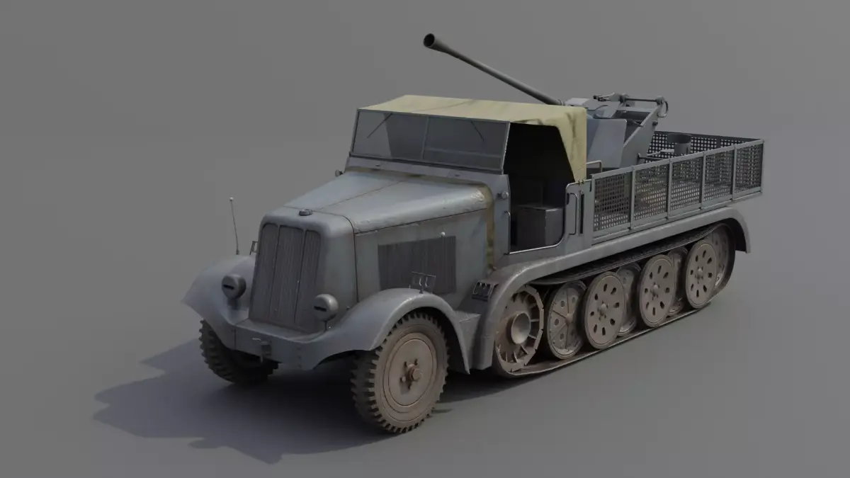 Sd kfz 6-2 Anti Aircraft Gun Low-poly 3D model