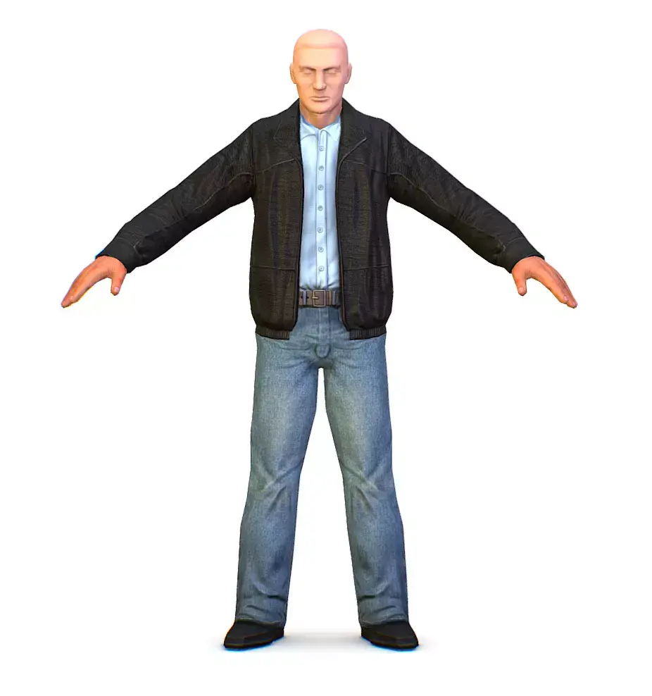 LowPoly Man Body Leather Jacket Low-poly 3D model